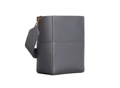 CELINE Sangle Bucket Bag in Soft Grained Calfskin "Grey"