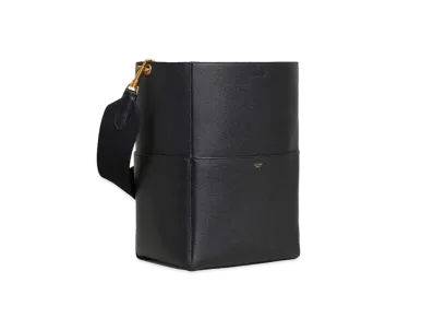 CELINE Sangle Bucket Bag in Soft Grained Calfskin "Black"
