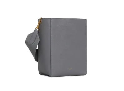 CELINE Sangle Small Bucket Bag in Soft Grained Calfskin "Grey"