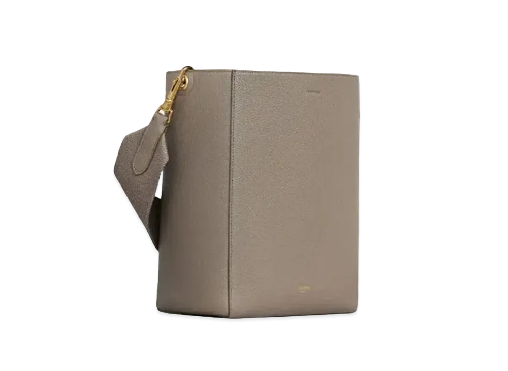 CELINE Sangle Small Bucket Bag in Soft Grained Calfskin "Taupe"