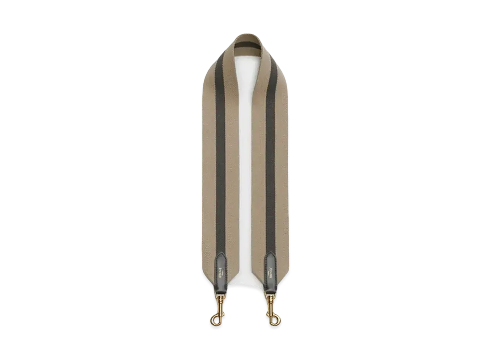 CELINE Short Strap in Textile and Calfskin  "Natural/Grey"