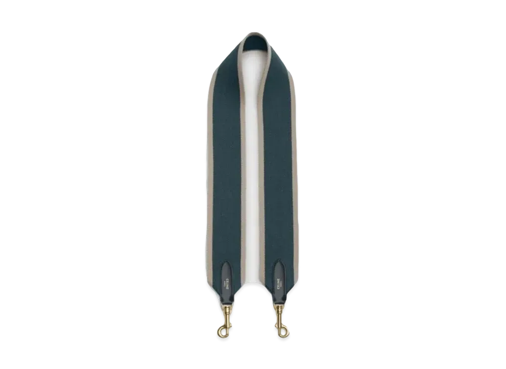 CELINE Short Strap in Textile and Calfskin  "Amazone/Natural"