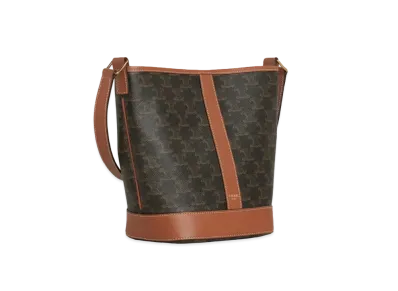 CELINE Small Bucket in Triomphe Canvas and Calfskin "Tan"