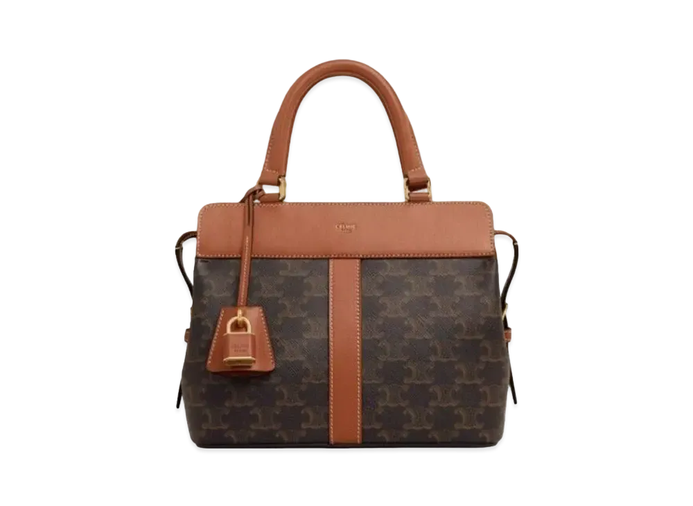 CELINE Small Cabas de France in Triomphe Canvas and Calfskin "Tan"