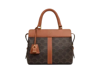 CELINE Small Cabas de France in Triomphe Canvas and Calfskin "Tan"