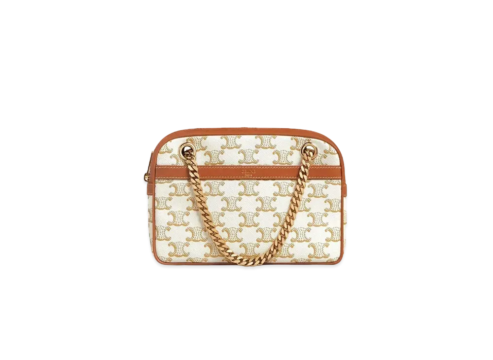 CELINE Small Patapans in Triomphe Canvas and Calfskin "White"