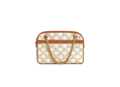 CELINE Small Patapans in Triomphe Canvas and Calfskin "White"