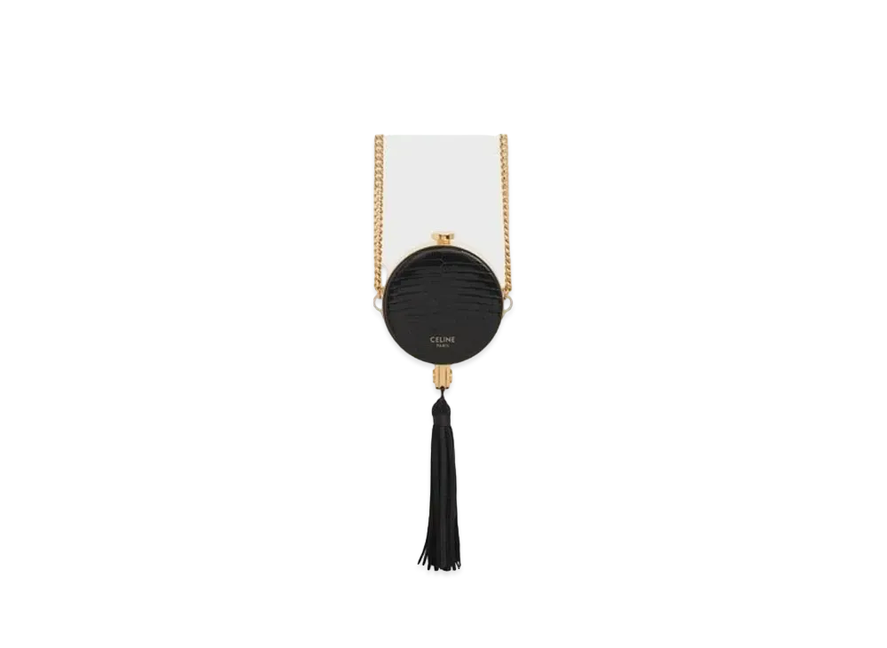 CELINE Small Round Evening Bag in Lizard "Black"