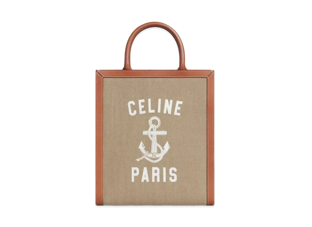 セリーヌ スモール バーティカルカバ アンカープリント / ジュートキャンバス & カーフスキン "ナチュラル/タン" 192082DFT.02NT