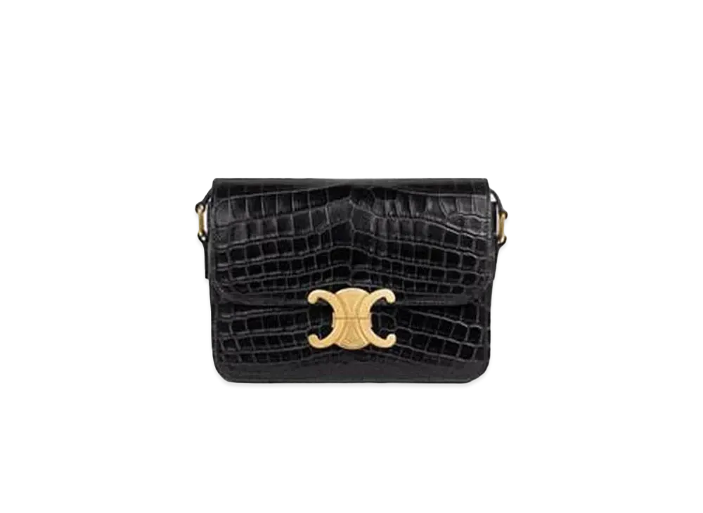CELINE Teen Triomphe Bag in Crocodile "Black"