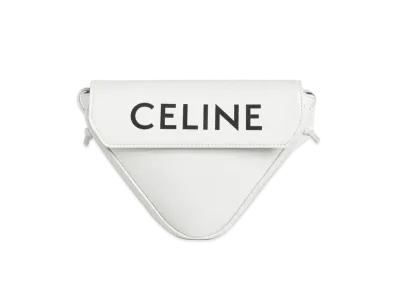 CELINE Triangle Bag in Smooth Calfskin with CELINE Print "White"