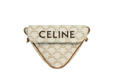CELINE Triangle Bag in Triomphe Canvas with CELINE Print "White"