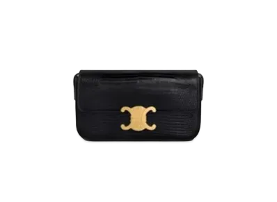 CELINE Triomphe Shoulder Bag in Lizard "Black"