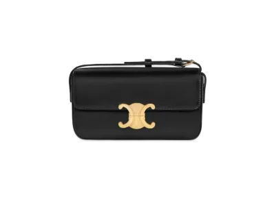 CELINE Triomphe Shoulder Bag in Shiny Calfskin "Black"