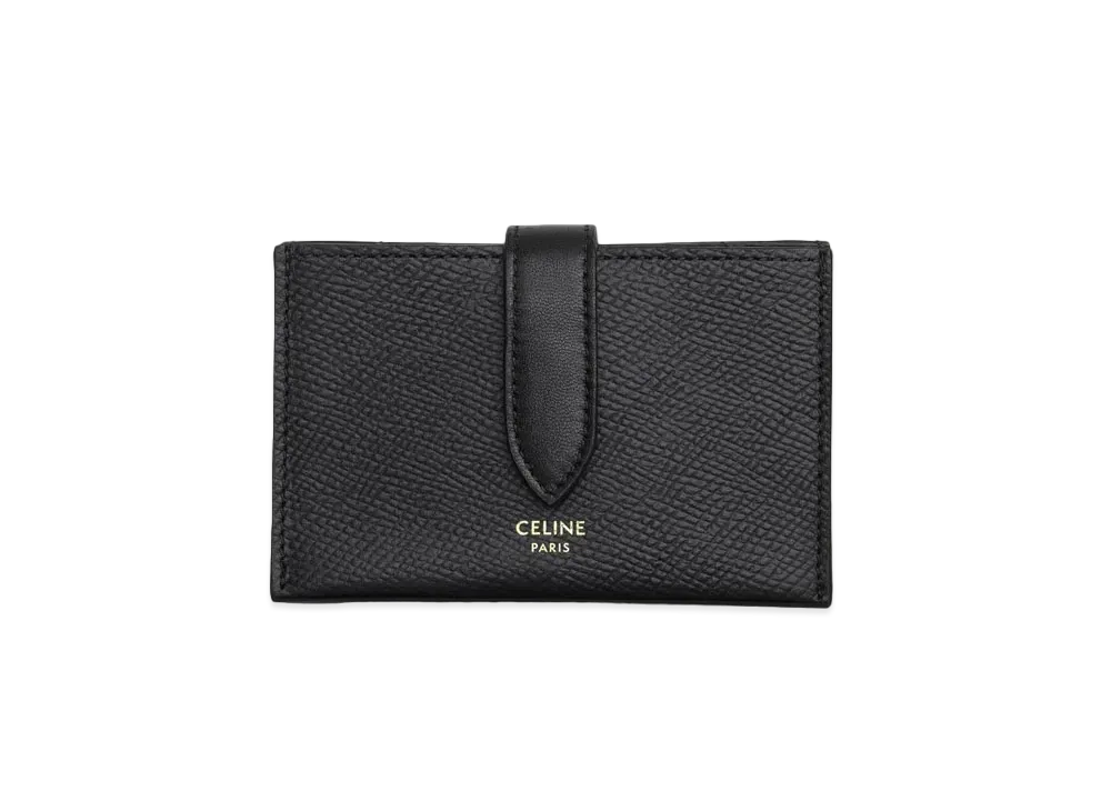 CELINE Accordeon Card holder In Grained Calfskin  "Black"