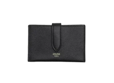 CELINE Accordeon Card holder In Grained Calfskin "Black"