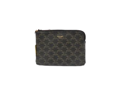 CELINE Coin & Card Pouch in Triomphe Canvas "Black"