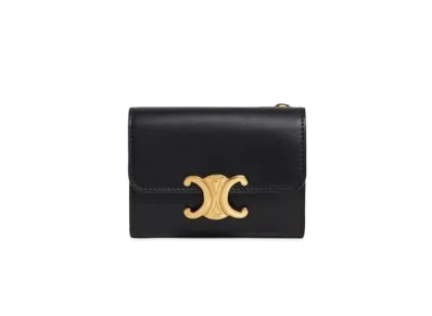 CELINE Compact Wallet with Coin in Shiny Calfskin "Black"