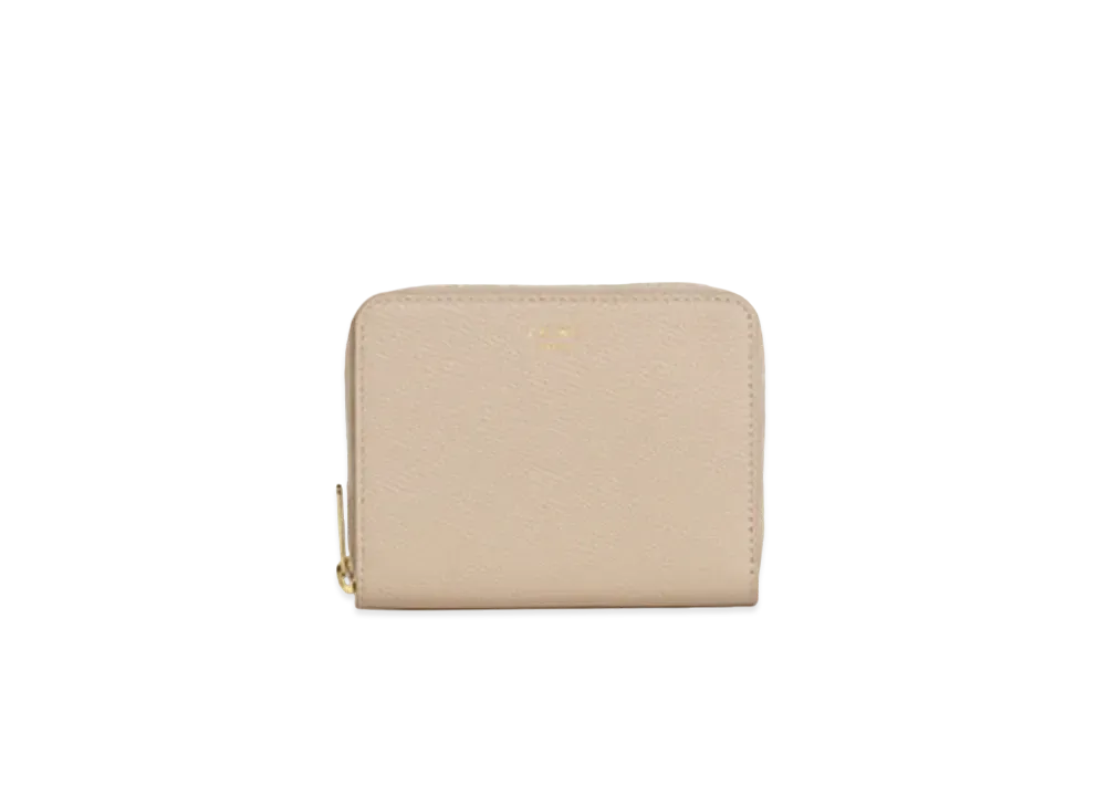 CELINE Compact Zipped Wallet in Grained Calfskin  "Nude"