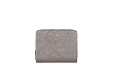 CELINE Compact Zipped Wallet in Grained Calfskin "Pebble"