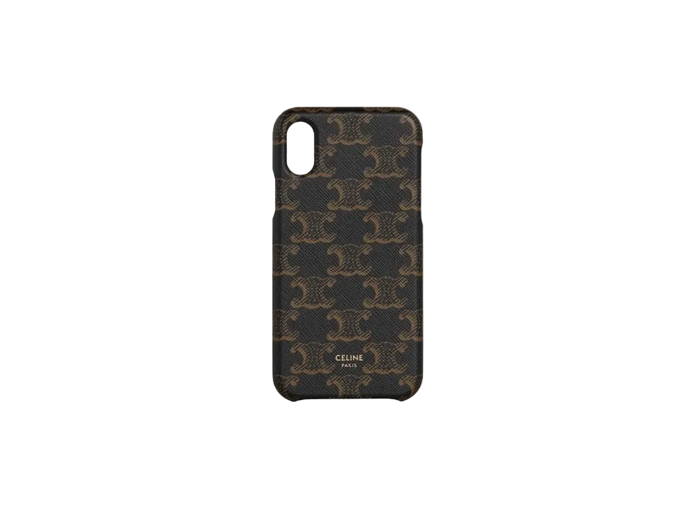 CELINE Iphone X/XS Case in Lambskin with Triomphe print  "BLACK"