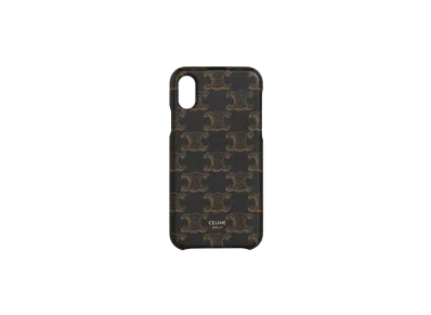 CELINE Iphone X/XS Case in Lambskin with Triomphe print "BLACK"