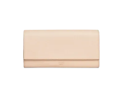 CELINE Large flap wallet in Grained calfskin "NUDE"