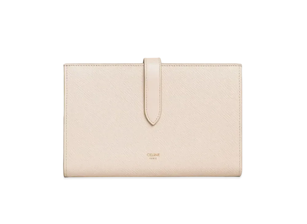 CELINE Large strap wallet in Grained calfskin  "POWDER"