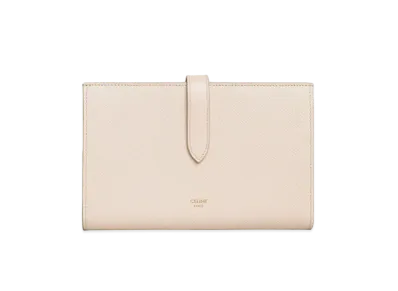 CELINE Large strap wallet in Grained calfskin "POWDER"
