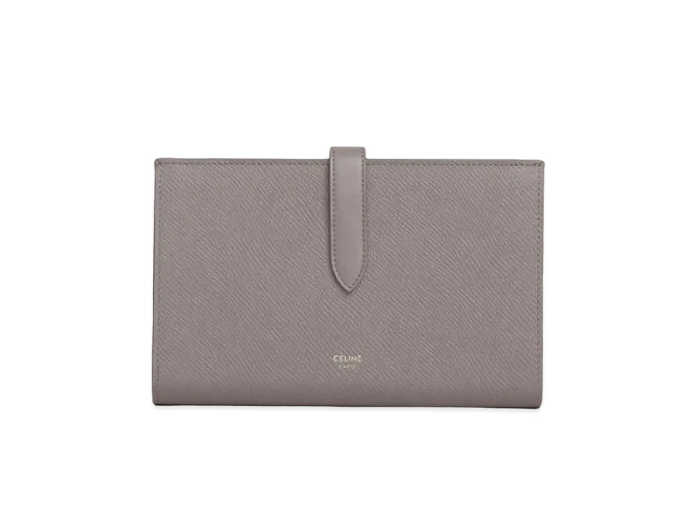 CELINE Large strap wallet in Grained calfskin  "PEBBLE"