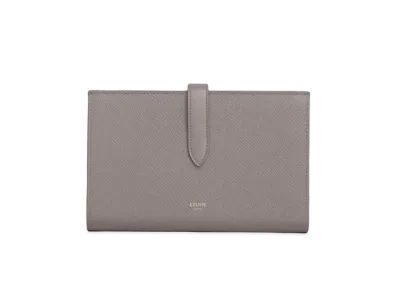CELINE Large strap wallet in Grained calfskin "PEBBLE"