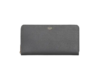 CELINE Large Zipped Wallet in Grained Calfskin "Grey"