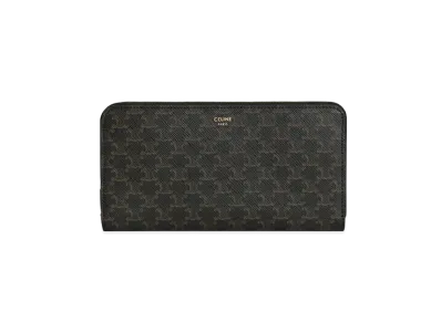 CELINE Large Zipped Wallet In Triomphe Canvas "Black"