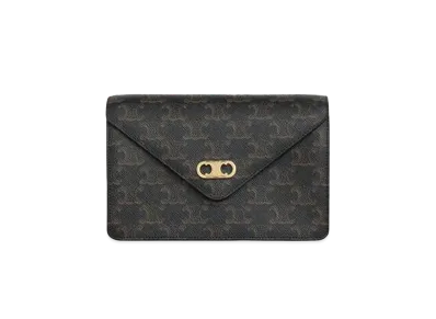 CELINE Maillon Triomphe Wallet on Chain in Triomphe Canvas "Tan"