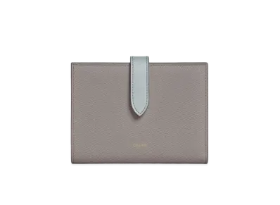 CELINE Medium Strap Wallet in Bicolour Grained Calfskin "Pebble/Mineral"