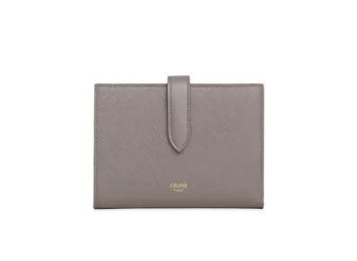 CELINE Medium Strap Wallet in Grained Calfskin "Pebble"