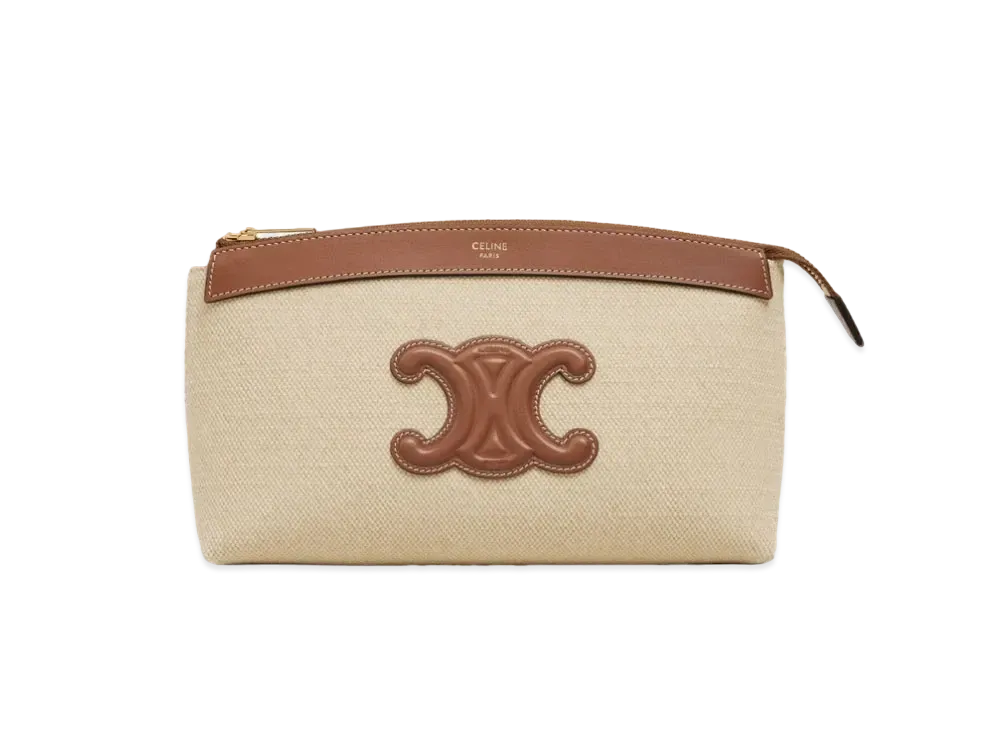 CELINE Medium Strap Wallet in Triomphe Canvas and Lambskin  "Natural/Tan"