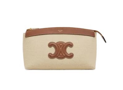 CELINE Medium Strap Wallet in Triomphe Canvas and Lambskin "Natural/Tan"