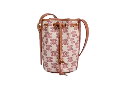 CELINE Micro Drawstring in Textile with Triomphe Embroidery "Vintage Pink"