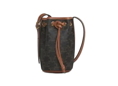 CELINE Micro Drawstring in Triomphe Canvas and Calfskin "Tan"