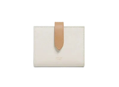 CELINE Small Strap Wallet in Bicolour Grained Calfskin "White/Desert"