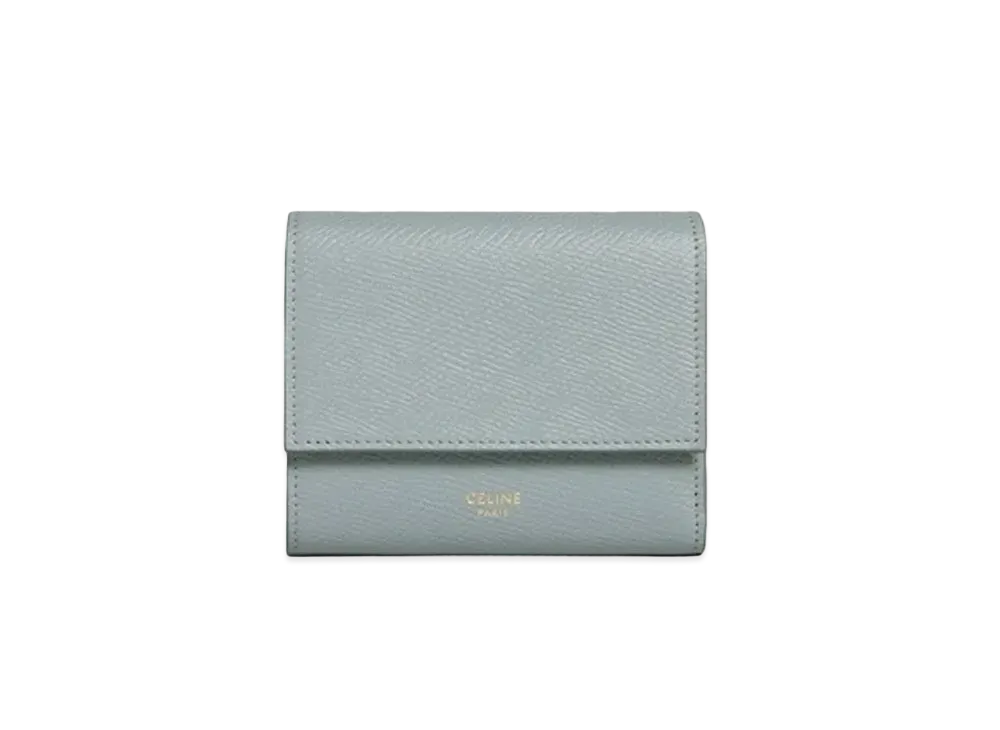 CELINE Small Trifold Wallet In Grained Calfskin "Mineral"