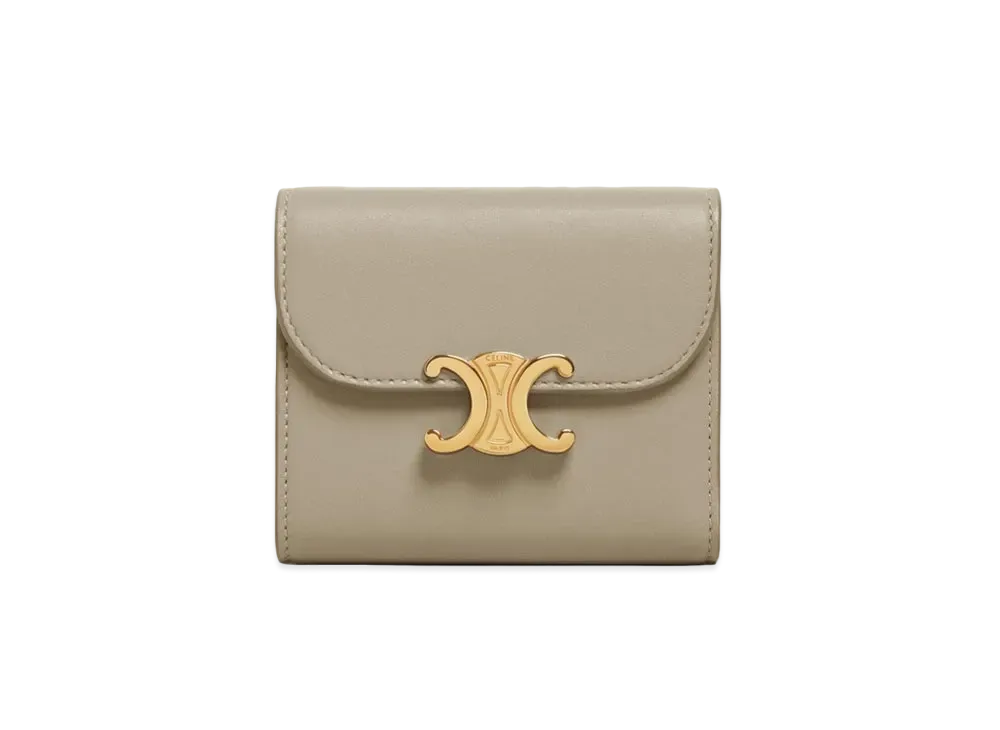 CELINE Small Triomphe Wallet in Shiny Smooth Lambskin  "Green Clay"