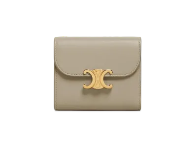 CELINE Small Triomphe Wallet in Shiny Smooth Lambskin "Green Clay"