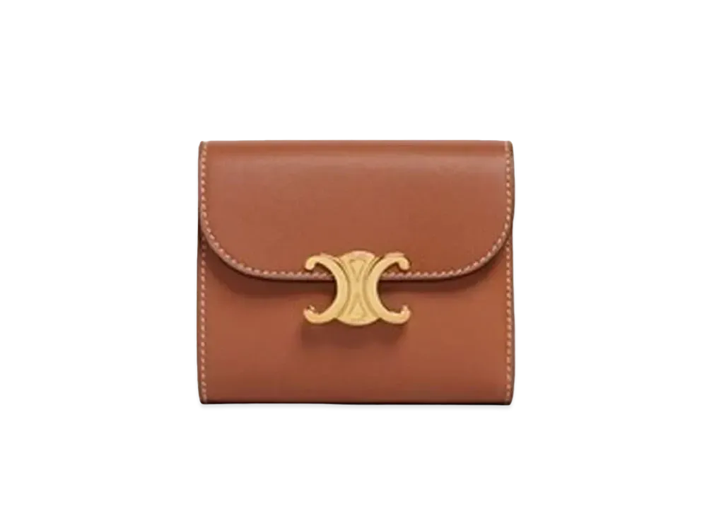 セリーヌ スモール トリオンフ ウォレット / シャイニースムースラムスキン  "タン" 10D783BZG.04LU