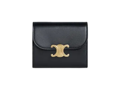 CELINE Small Triomphe Wallet in Shiny Smooth Lambskin "Black"