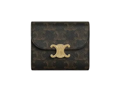 CELINE Small Triomphe Wallet in Triomphe Canvas "Tan"