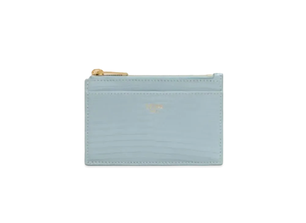 CELINE Zipped Card Holder in Lizard  "Ice Blue"