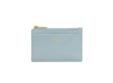 CELINE Zipped Card Holder in Lizard "Ice Blue"