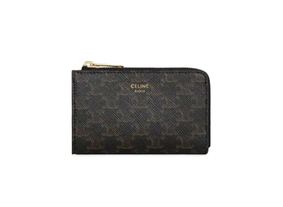 CELINE Zipped Coin Purse in Triomphe Canvas "Black/Tan"